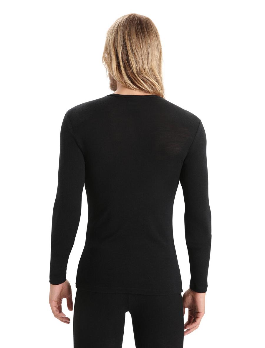 Black Icebreaker Merino 175 Everyday Long Sleeve Crewe Thermal Top Men's Base Layers | AU 1376KORI